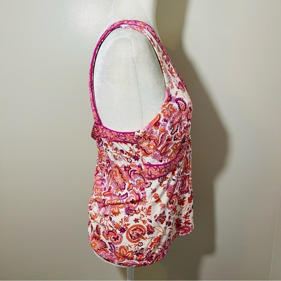 ANTONIO MILANI Pink Peach White Floral 100% Silk Tank Blouse - LARGE - Picture 5 of 7